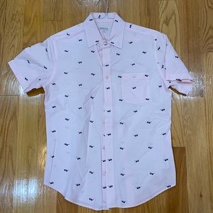 Light pink short sleeve casual button down shirt